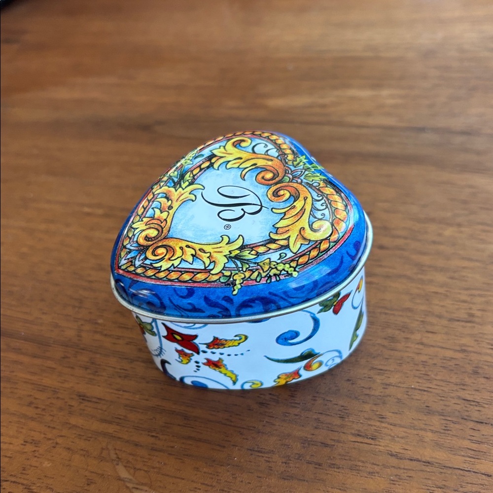 Brighton Heart Shaped Vintage Tin, Whimsical Designs, Storage or Jewelry Box